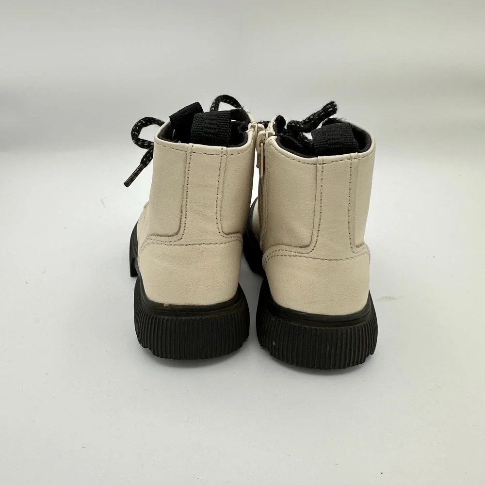 Zara Combat Boots Toddler US 6 EU 22 Beige Lace Up Faux Leather Back To School